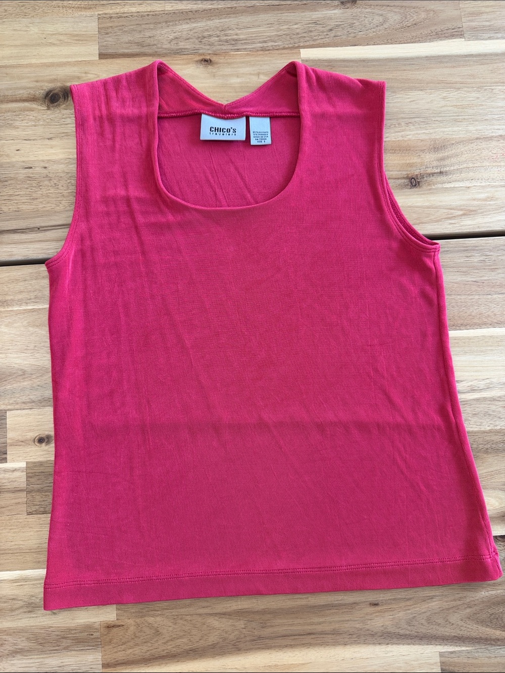 Chico's Travelers Red Scoop Neck Knit Tank Size 1